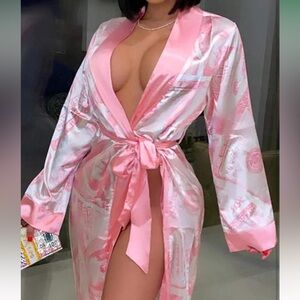 Money Pink Silk Robe